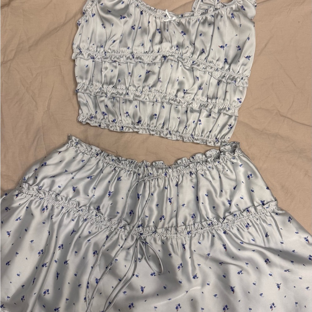 Zara Two Piece Skirt Set Floral Ruffle Two-Piece Set